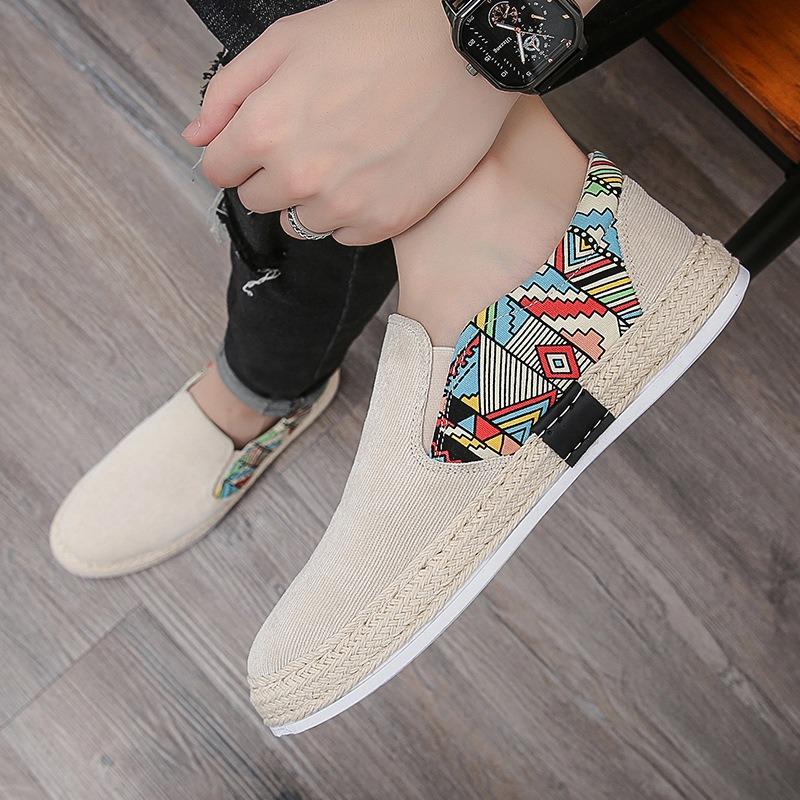 Men's Casual Shoes Corduroy Low-top Fisherman Shoes Canvas Shoes Board Shoes Men's One-pedal Lazy Shoes Cloth Shoes Trendy Men's Shoes
