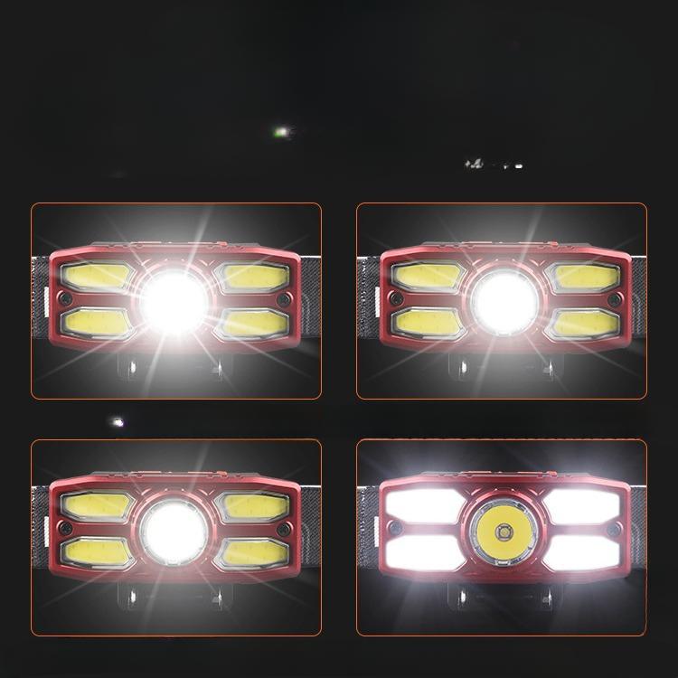 New XPG+4COB Headset Outdoor Night Running Light USB Rechargeable Waterproof Headlight Four-stop Dimmable Fishing Headlight