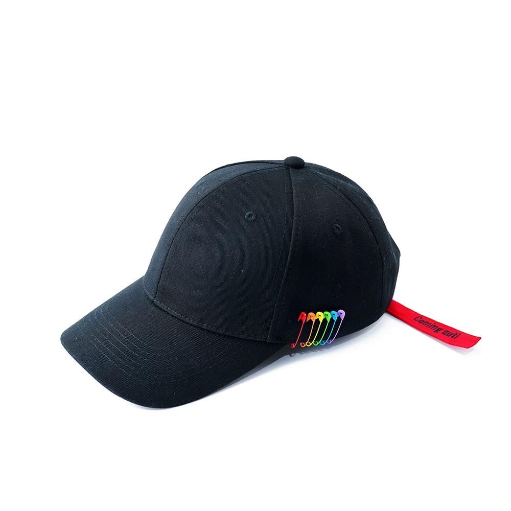 Rainbow Pin Techwear Hip Hop Punk Baseball Cap Men Women Outdoor Sport Street Casual Red Ribbon Hat