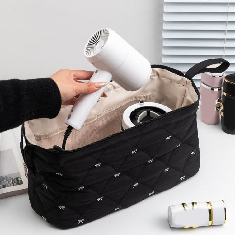 Spacious Multi Compartment Travel Toiletry Bag for Organizing Hair Styling Tools and Cosmetics Lightweight Foldable