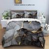 3 Piece Down Set with Gray Marble Pattern Print (1 Down Duvet Cover+2 Pillowcases, Without Core), Soft Bedding Set