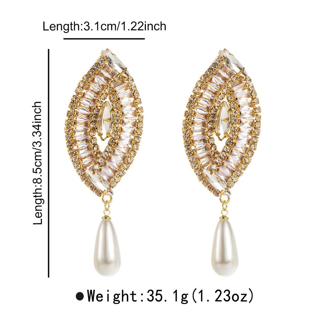 Light Luxury Wedding Earrings Seiko Full Diamond Earrings Women's Imitation Pearl Bridal Earrings Celebrity Style