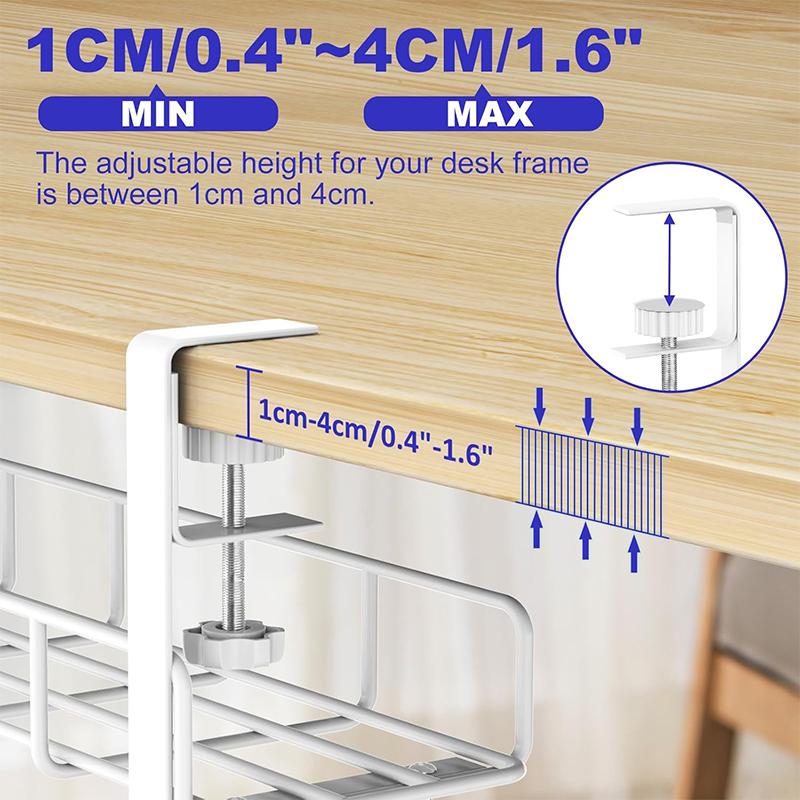 Home Office Standing Desk Under Desk Cable Management Tray Metal Wire Cable Management Under Desk Cord Organize with Clamp
