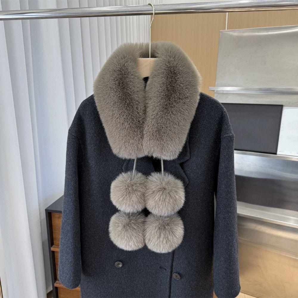 Solid Color Faux Fur Scarf Magnetic Buckle Women Winter Scarves Thickened Neckscarf for Girls