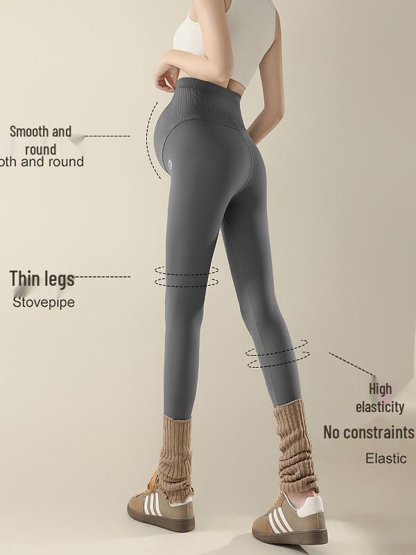 Maternity Shark-Patterned Leggings: Wearable as Yoga Pants, with Fleece Lining for Warmth in Autumn/Winter. Non-Constrictive Design.