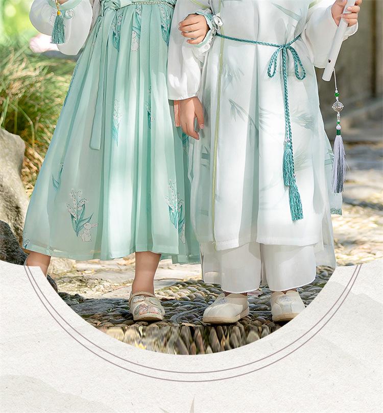 Children's Bamboo Rabbit Hanfu Princess Dress - Autumn Tang Suit Costume
