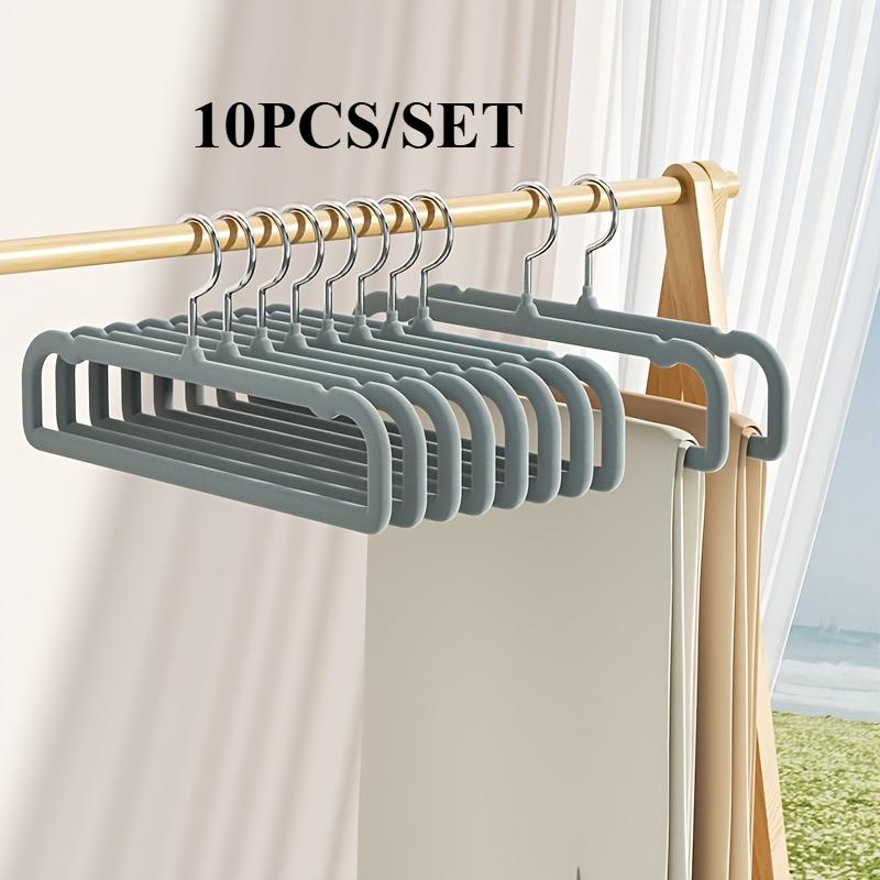 10PCS/SET Flock Coated Non-Slip Hangers for Home & Clothing Store - Space Saving Closet Organizer, Shoulder-Friendly No Crease