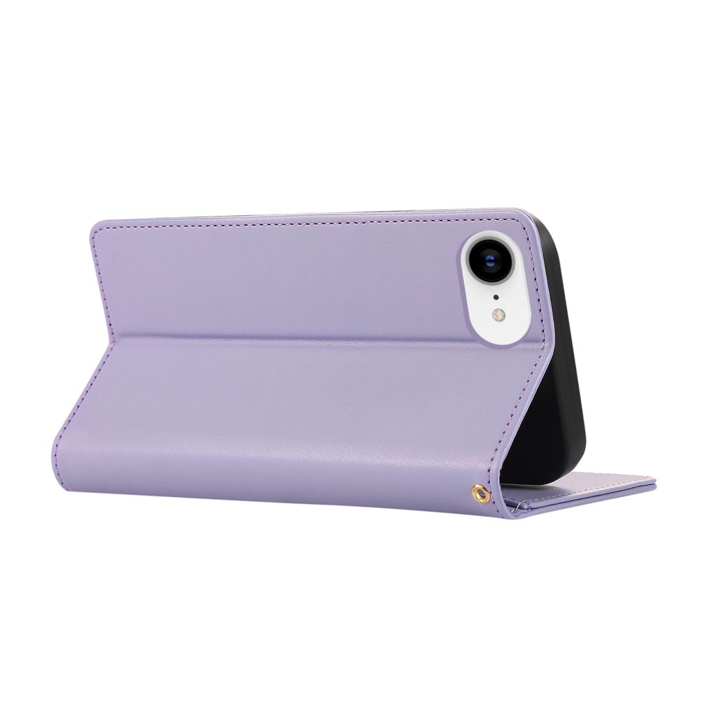 For iPhone 16e Case RFID Blocking Wallet Stand Rhombus Leather Phone Cover with Wrist Strap