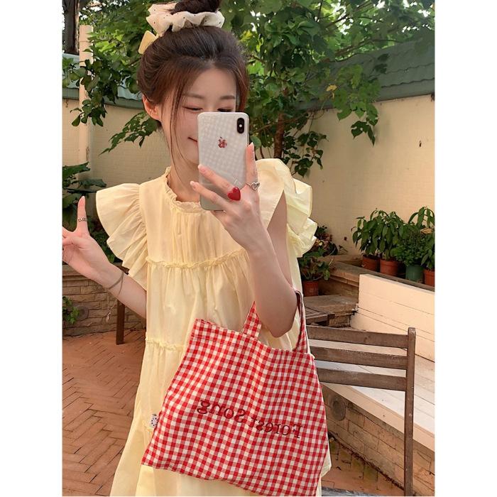 Pink Small Fly-sleeved Dress for Women's Summer New Milk Wear with Sweet First Love Small Doll Skirt