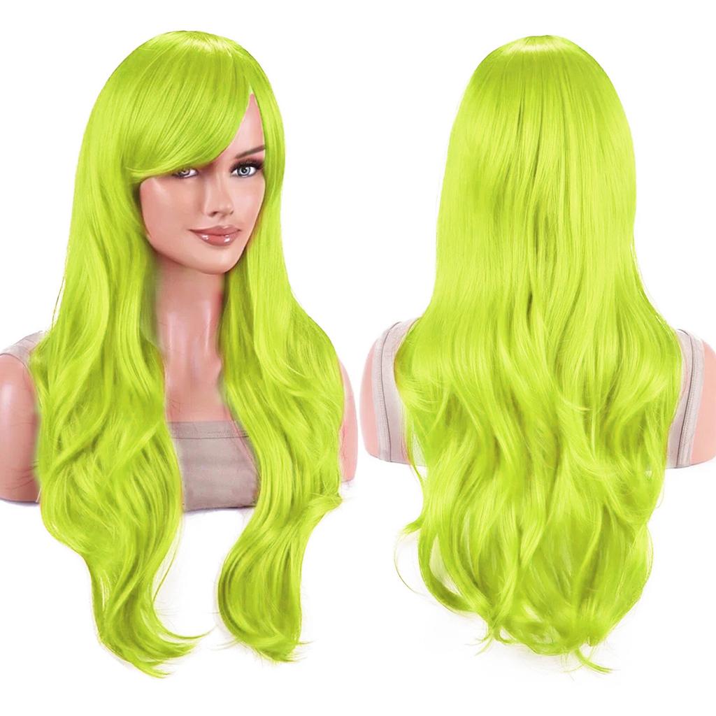 Parrucche Colorate Sintetiche Ondulate per Cosplay Lunghe 70cm con Frangia Parrucca Costume per Donne