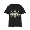 Rock'N'Roll Gitarre und Schlagstöcke T-Shirt, Musik Logo Tee, Regular Fit Oberteil