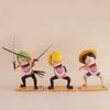 One Piece Hunger Trio Luffy Zoro Funny Sanji Nika Action Figure Doll Model Q Version Mini Anime Action Figure Car Ornaments