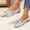 Women Flats French Style Shoes One Step Shallow Square Toe Loafers Shoes Versatile Comfortable Summer Sneakers Women Plus Size