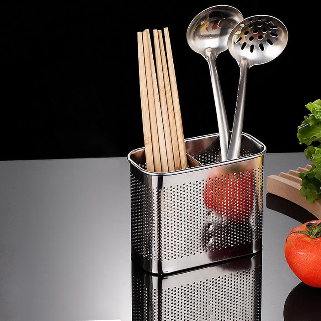 Stainless Steel Chopstick Holder With Drainage Anti-Mold Wall-Mounted Kitchen Storage Box