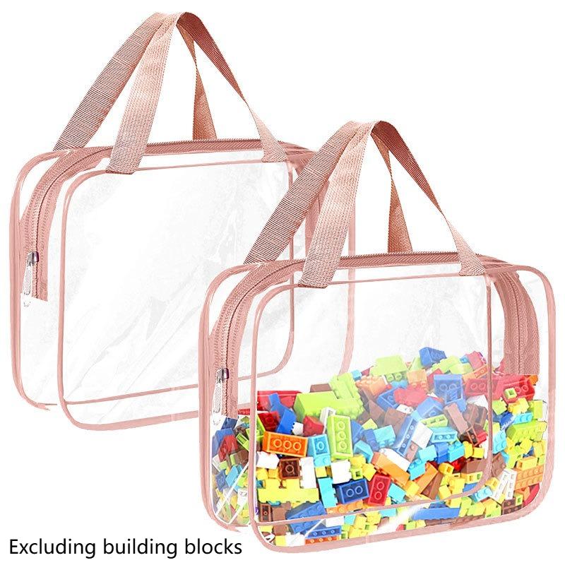 

reusable clear PVC board game organization bag, zippered travel storage bag for blocks, puzzles, student books and backgammon