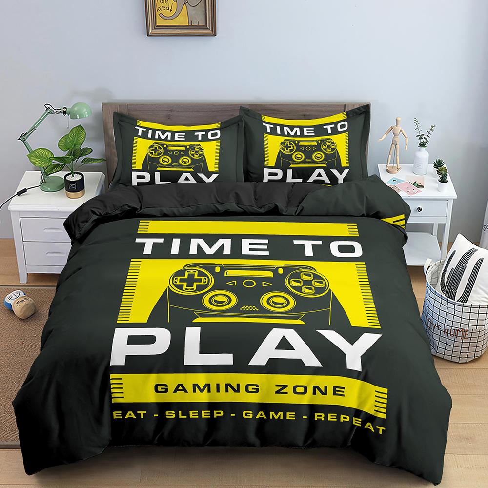3D Design Gamepad Printed Bed Ensemble Gaming Theme Comforter Cover Microfiber Fabric Fabric Quilt Cover Queen Size King Dimension Size Polyester