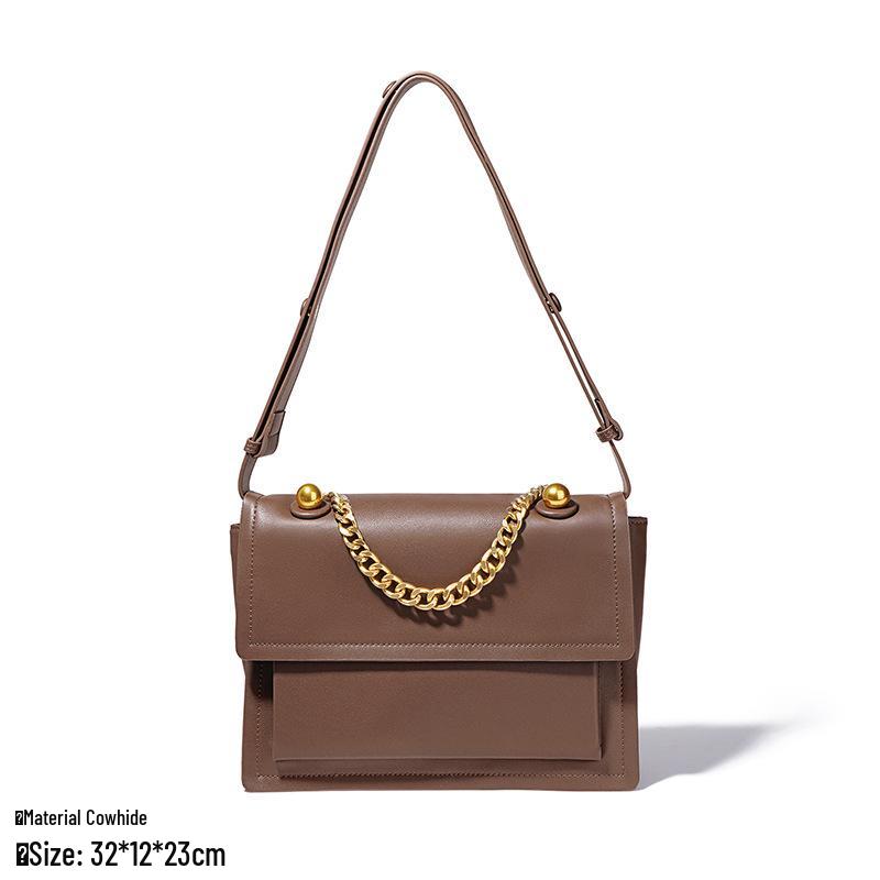 Spring 2024 Women's Genuine Leather Shoulder Crossbody Bag - Trendy Small Square Underarm Handbag