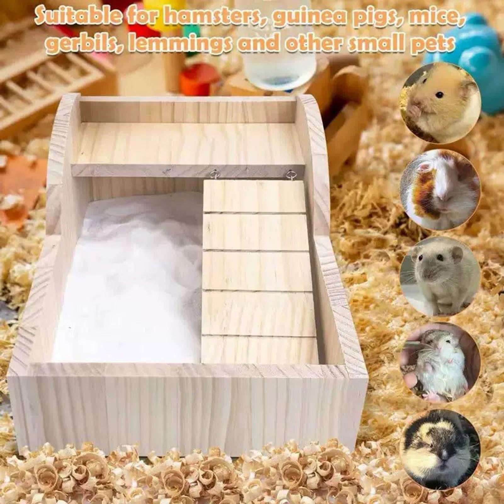 

Hamster Sand Box Wooden With Ladder Hamster Sand Bathtub For Enrichment Pet-Care Comfort Home Cage Lifestyle Wellness Hygiene CHINA