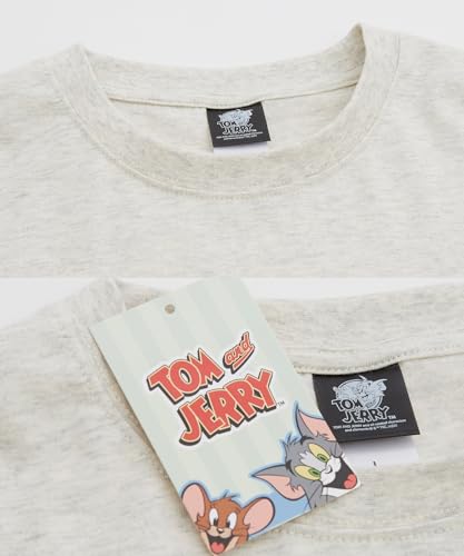 [IMPROVES] Casual [TOM & JERRY] Custom-made Buddies Vintage-Like Long Sleeve T-Shirt, Men's, White