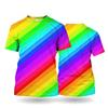 Rainbow T-Shirt Unisex Short Sleeved Top Tees Carnival Printed T-Shirts Red And Yellow Pattern Oversized Men's Clothing
