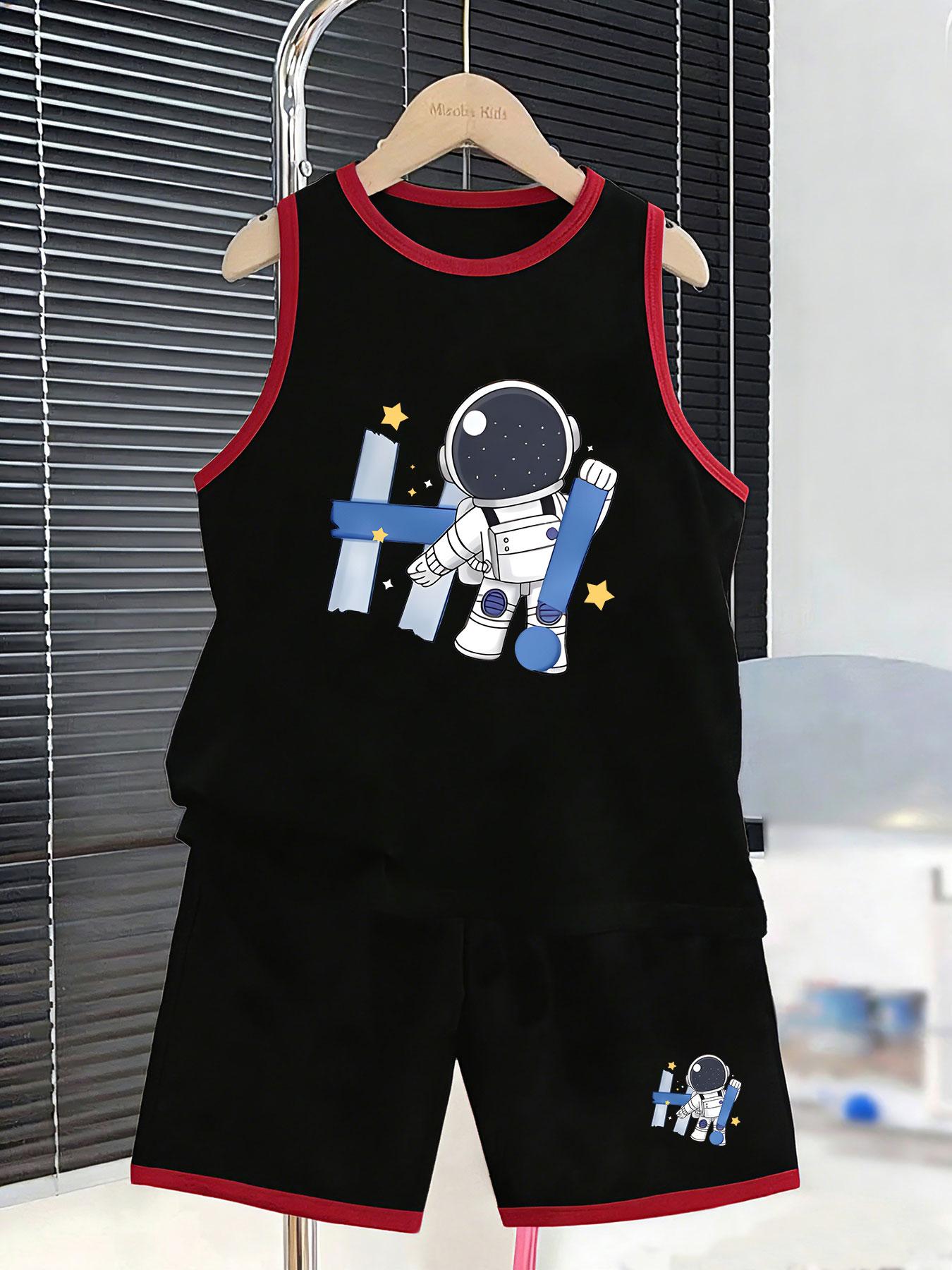 

Boys’ astronaut Hi set. Fun prints, breathable fabric, loose fit for sunny summer daily wear. 2-3Y чёрный