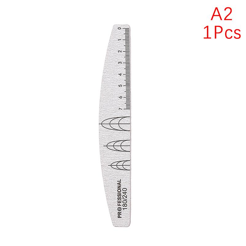 1Pcs Nail File Wooden Half Moon Wear Resist Professional Sandpaper Double With Scale Nail Files Polishing Tools