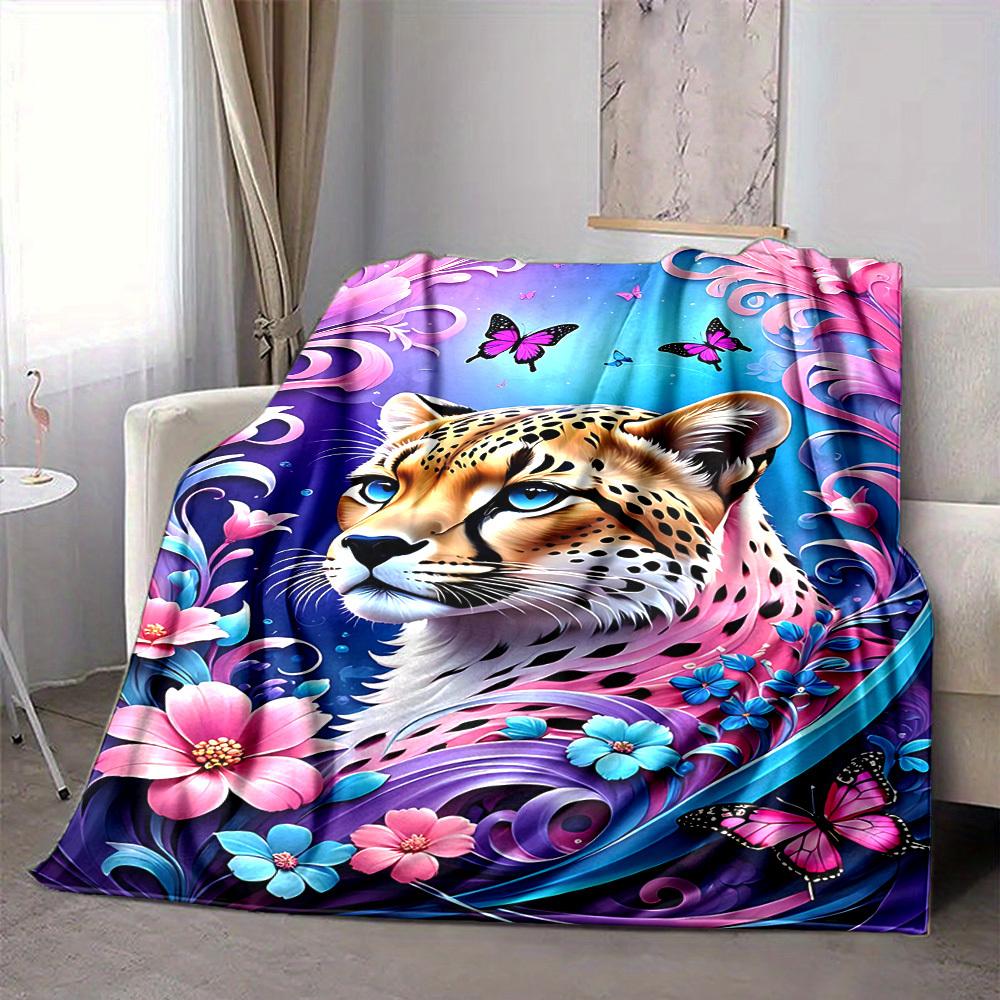 

1pc Cheetah Art Print Blanket Lightweight Flannel Blanket Throw Blanket For Sofa, Bed, Travel, Camping, Livingroom, Office yy251015184 75x90cm