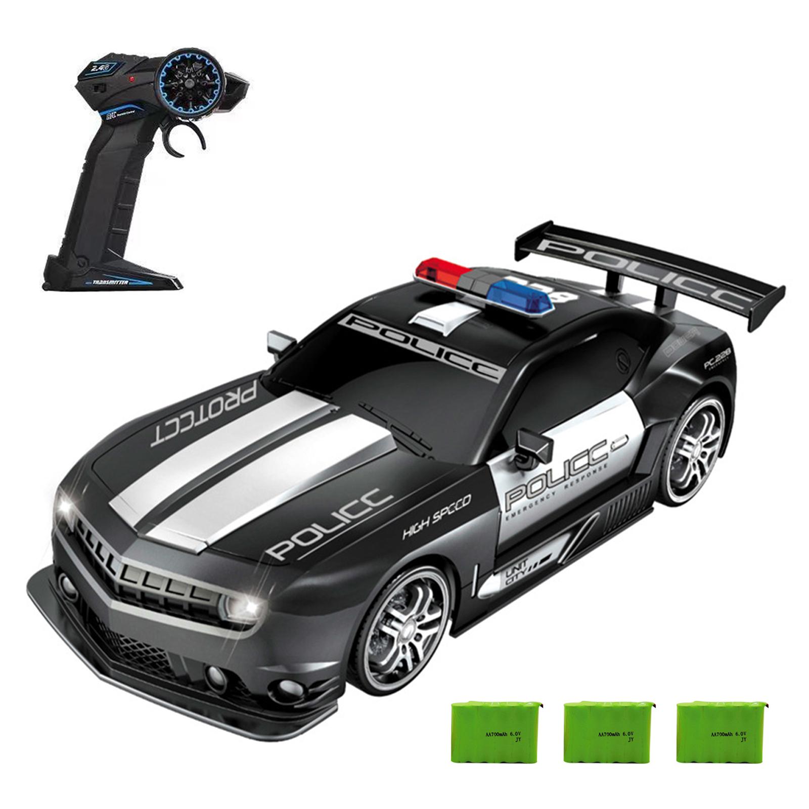 

Пульт дистанційного керування Дрифтовий автомобіль Поліцейський автомобіль великого розміру Пульт дистанційного керування 1/12 2,4 ГГц Пульт дистанційного керування гоночний автомобіль із світлом Дитячий подарунок для дітей 3 battery чорний