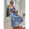 Dameskleding Slim Fit Zoete Ruche Korte Mouwen Maxi Jurk