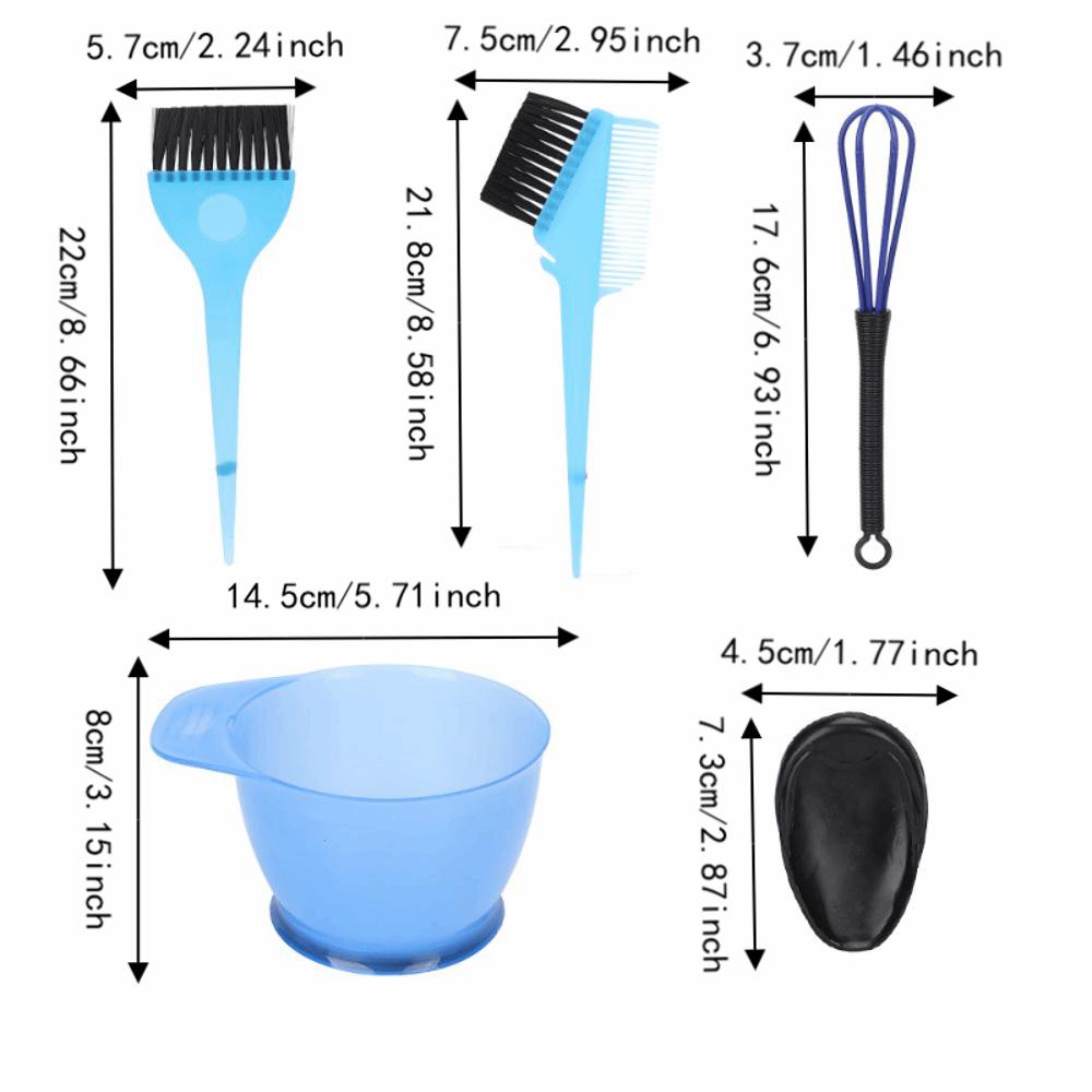 6PCS Washable Reusable Hair Tint Brush Set Portable Design Hair Coloring Set For Home Use