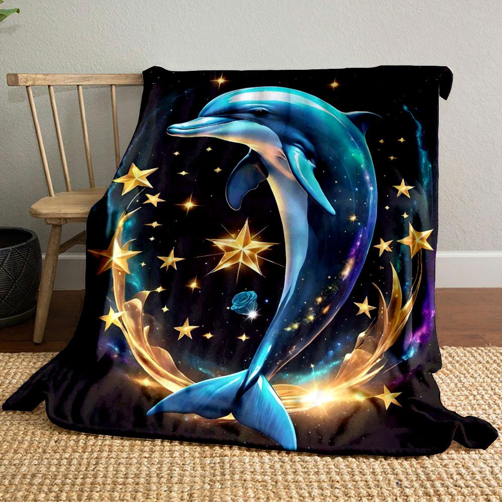 

Dolphin Starry Galaxy Blanket bedroom Blanket for Livingroom Couch lunch break Soft throw for Friend s festival Gift 80cm x 120cm