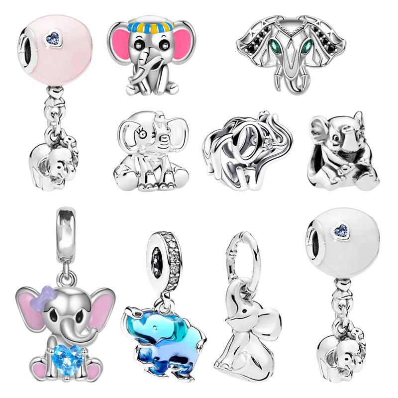 Elefanten-Serie Charm-Perlen Glückselefant Blauer Murano-Glas-Elefant Passend für Original-Armbänder DIY Schmuck Geschenke