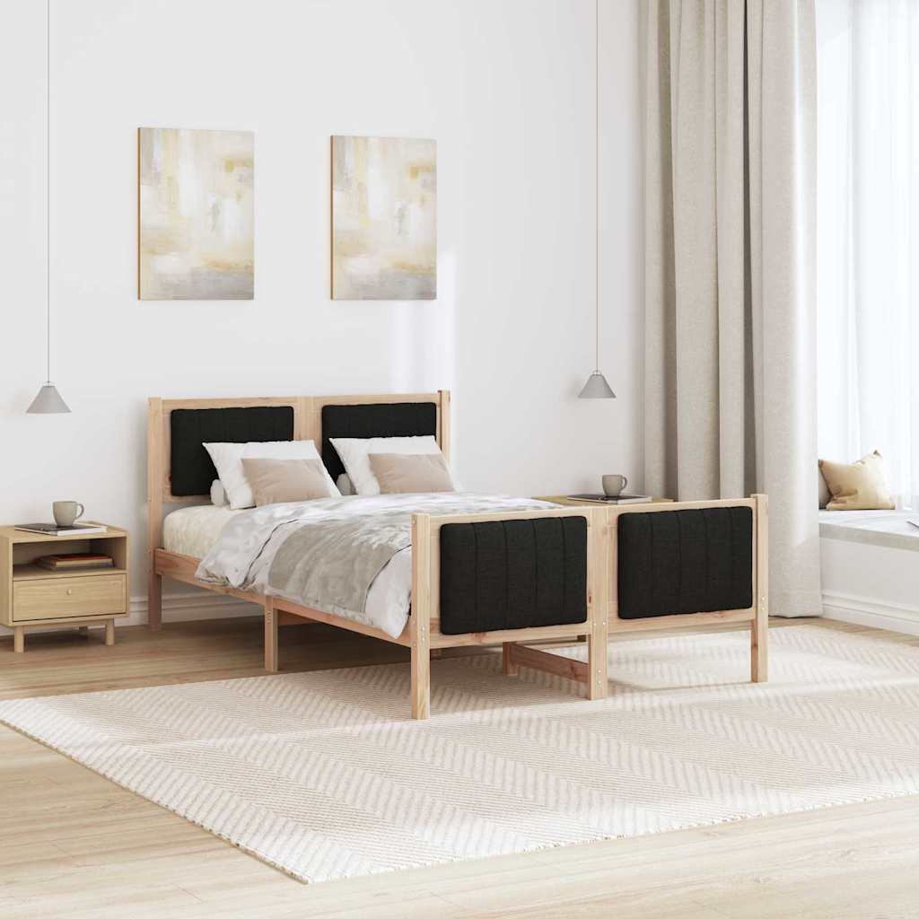 Brown and Black Bed Frame 120 x 200 cm Solid Pine Wood