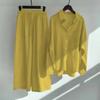HNXC Women's 2-piece Vintage Plus-size Cotton and Linen Shirt Set High-waisted Loose Trousers