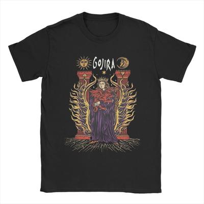 Men T-Shirts Gojiras Rock Metal Band Crazy Pure Cotton Tee Shirt Short Sleeve  T Shirts O Neck Clothing Gift Idea