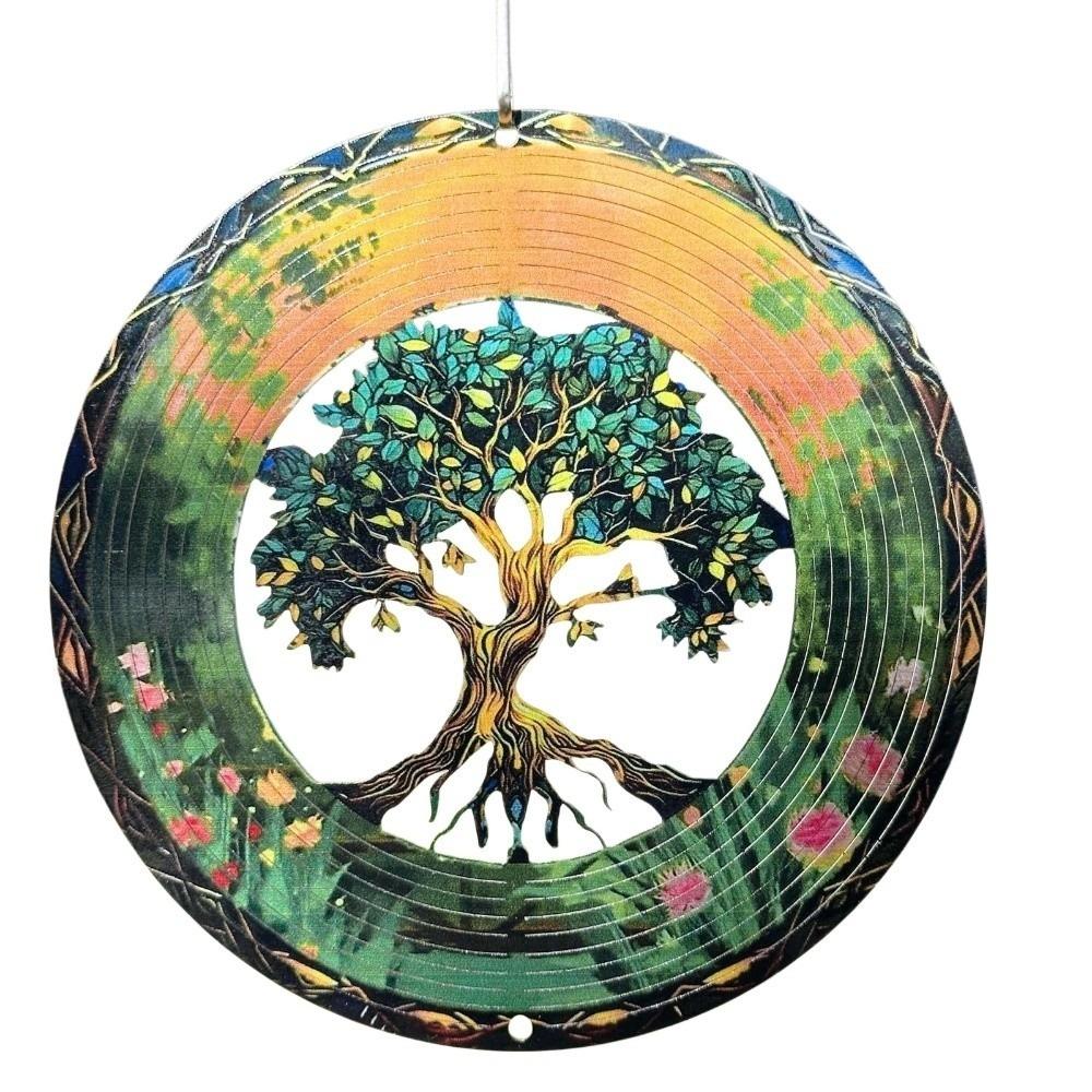 

Heart Mandala Wind Chime Flower The Tree of Life Wind Spinner Rotating Pendant Porch Display 11cm 4.33in-Style C