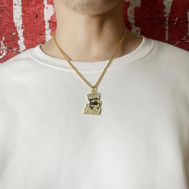 Hip Hop Diamant Engelsflügel Dollar Anhänger Halskette Mode Persönlichkeit Herren Iced Out Herrenschmuck