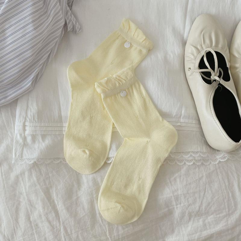 

Bubble-mouth Shell Buckle Accessory, Hollowed-out Small Butterfly, Blue Lace Pile Socks, Women s Cream Mid-calf Socks 1 pair вершковий