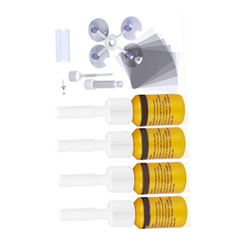 Quick Fix Windshield Chip Repair Kit to Repair Scratches Cracks with Suction Cup Curing Light Efficiency Repair Kit
