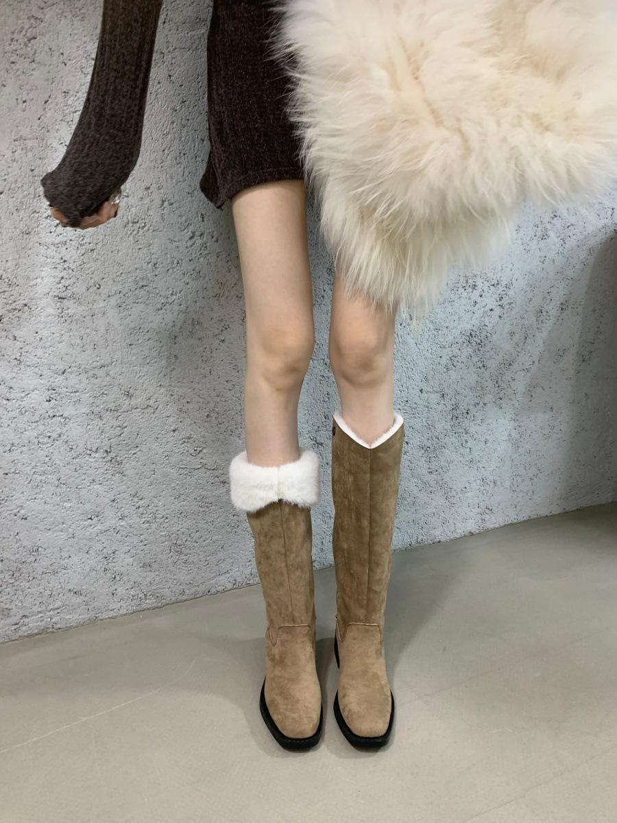 

Fleece long snow boots women s winter new but knee high boots knight boots suede women s boots 39 хаки