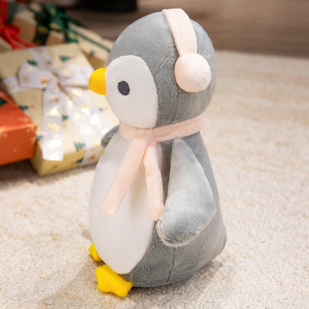 25CM Kawaii Cartoon Simulation Anime Earphones Penguin Stuffed Animal Plush Toy Doll Children's Cute Penguin Handmade Doll Gift