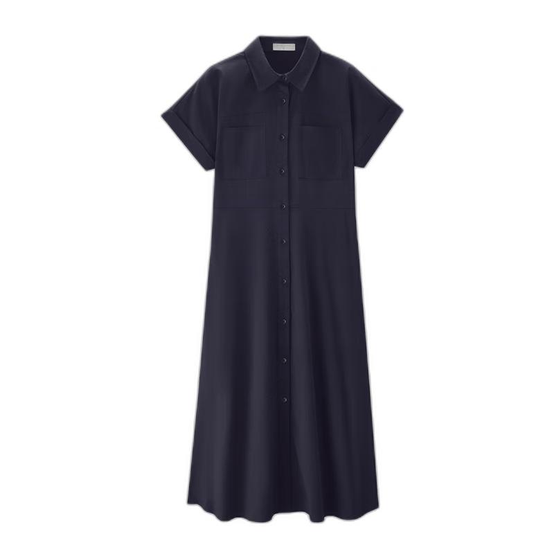 

Giordano Women s Pure Cotton Batwing Sleeve Shirt Dress with Pockets M