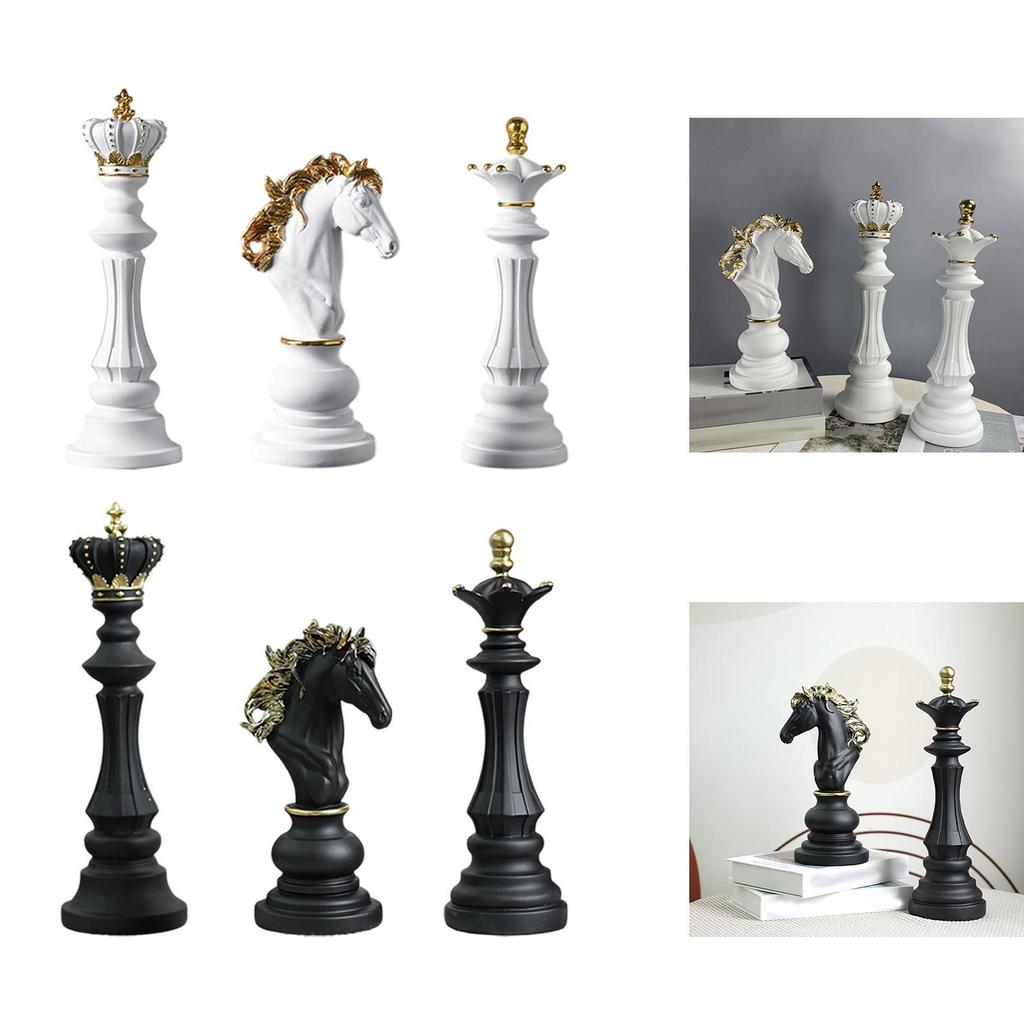 Dekorative Schachfiguren Ornamente Harz Miniatur Objekte für Zimmer Bücherregal Schrank Tisch Dekoration