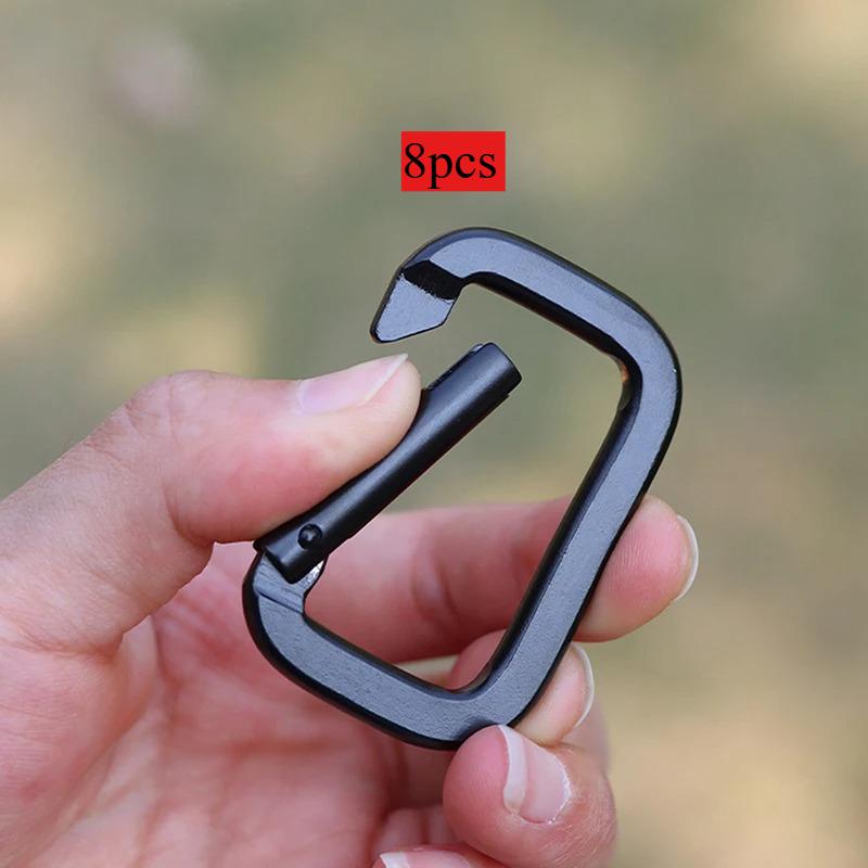 

8pcs Portable Practical Square-Ring Carabiner Buckles Spring Snap Hooks Clip Keychain Outdoor Backpack Pendant Buckles Camping T