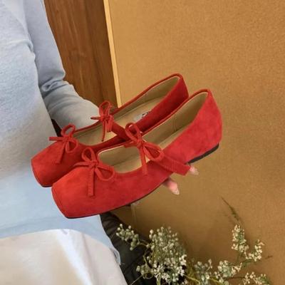 Zapatos Mary Jane de Mujer Punta Cuadrada Lazo Franela Boca Baja Zapatos Vestido Mujer Aumentar Altura Interna 2025 Zapatillas De Mujer