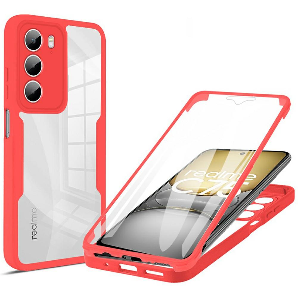 

Чехол для телефона Realme C75 4G/5G/C75x/14x 5G Акрил+ТПУ Прозрачная крышка с ПЭТ защитной пленкой для экрана Red