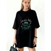 Oversized T Shirt Black See You Later Crocodile With Sunglasses And Sparkles Print Casual Streetwear For Women