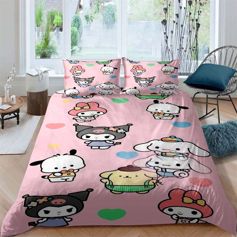 Cute Cartoon (Pom Pom Purin) Printed Bedding Set, Duvet Cover 1, Pillowcase 2, Adult and Children's Bedding Set, Luxury Gift