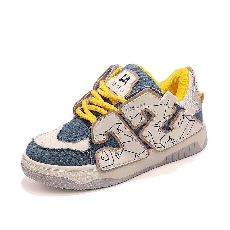 

2024 Новые повседневные женские спортивные туфли с толстой подошвой, мелким носком, с мягкой подошвой, осенние универсальные студенческие туфли на плоской подошве 40 синий