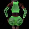 FASHION Plus Size Erotic Curvy Bodysuit Costumes Sex Mesh Babydoll Dress New Luminous Crotchless Bodystocking For Transparent Lingerie